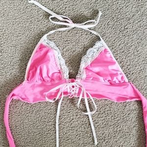 Lace hot pink bikini top